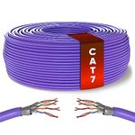 Mr. Tronic Cat 7 Ethernet Cable 50m, 100% Copper High Speed Ethernet Cable – Indoor Round Bulk LAN Network Cable Without Rj45 Connectors | 28AWG, SFTP Shielded Internet Cable (50 Meter, Purple)