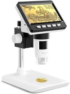 CIMELR LCD Digital Microscope, USB Microscope with 8 Adjustable LED Lights for Adults Kids - Compatible with Windows/Mac iOS，4.3 inch Coin Microscope 50X-1000X Magnification（Not included 32GB TF Card）