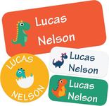 hadantto Name Labels - Personalized Cartoon Name Stickers for Daycare, School Supplies & More (160 Labels) - Waterproof & Sturdy Design for Kids' Gear (Dinosaurs)