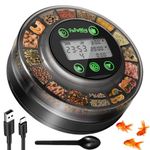 Papettly Automatic Fish Feeder for Aquarium - Rechargeable Auto Food Dispenser with USB Cable & LCD Display, Timer for Weekend Holiday with Feeder Spoon