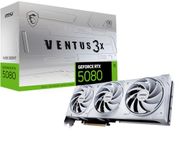 MSI Gaming RTX 5080 16G Ventus 3X OC White Graphics Card (16GB GDDR7, 256-bit, Extreme Clock 2655 MHz, DisplayPort x 3 2.1a, HDMI 2.1b, NVIDIA Blackwell Architecture)