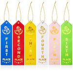 150 Pcs Horse Show Award Ribbons 1st - 6th Place Flat Carded Set Participation Ribbon Prize Ribbon with Event Card and Rope Winner Recognition Ribbons for Competition Sports Event Contest Ornaments