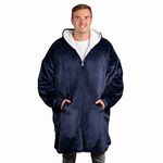 trekki Blanket Hoodie, Oversized Hoodie Blanket, Sherpa & Fleece Wearable Blanket Hoodies for Women & Men, Comfy & Fluffy Hooded Blankets, The Big Softy® (Navy Blue)