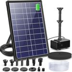 Biling Solar Pond Foundtain with Battery Backup, 8W 300L/H Solar Water Pump with 3600 mAh Battery Backup Filter Solar Water Feature Pump with DIY 5ft Tubing for Garden Ponds, Pool, Fish Tank