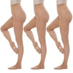 MANZI 3 Pairs Dance Tights for Women Solid Color 40D Ballet Tights Comfortable Convertible Opaque Tights(Caramel S/M)