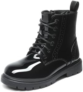 DREAM PAIRS Girls Ankle Combat Boots Boys Kid Shoes,Black,8 Toddler | Water-Resistant Easy Clean Upper Keeps Dry Side Zip for Quick On Off Good Grip on Wet Ground Soft Warm Lining Stylish