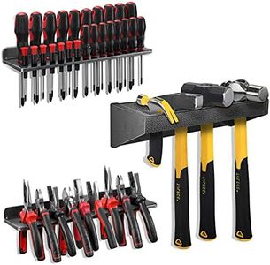 Screwdriver Organizer，Metal Screwdriver Organizers, Hammer Rack，Pliers Organizer, Wall Mounted Tool Organizers for Workshop，Set of 3 Tool Holder Organizer for Workbench