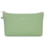 WANDF Cosmetic Bag for Women Makeup Bag Organizer Mini Makeup Pouch for Purse Water Resistant Girls Gift (Pure Green)