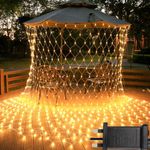 Joysing Net Lights Outdoor 3 x 2M 208 LED Net Lights Main Powered with Timer, Connectable Mesh Light 8 Modes Window Light Indoor Waterproof for Bushe Fence Wall Gazebo Garden Decoraion