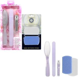 Earth & I 5 Pcs Pink Pedicure Kit, Foot File for Callus Removal, Heel Scrubber, Callas Remover for Feet, Pedicure Tools for Feet Kit, Nail Clippers, Toenail Clippers, Foot File