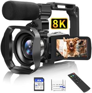 Video Camera, 8K 48MP Camcorder with IR Night Vision, WiFi Vlogging Camera Recorder for YouTube 3" Touch Screen, 18X Digital Zoom, with Fill Light, Mic, Stabilizer, Lens Hood, Remote and 2 Batteries