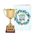 TIED RIBBONS Gift for Mom Mother Mummy Maa on Mothers Day Birthday - Golden Trophy Award with Greeting Card Combo