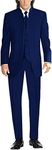 Profan Men's 3 Pieces Stand Collar Suits Tuxedo Wedding Suits（Dark Royal Blue,Customize