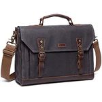 Messenger Bags Men, VASCHY Vintage Leather Canvas Satchel 17in Laptop Briefcase