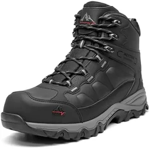 NORTIV 8 Waterproof Steel Toe Boots for Men Slip Resistant Safety Industrial Boots Paladin-Steel,Size 11,Black-Leather