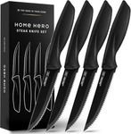 Home Hero Ultra-Sharp Stainless Steel Kitchen Knife Set - Chef Knives Set (4 pcs Steak Knife Set - Black)
