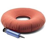 LUPO Inflatable Donut Ring Cushion to Sit On, 38cm Flocked Medical Pillow to Relieve Piles, Haemorrhoid, Bed Sores, Coccyx, Tailbone Pregnancy, Child Birth Pain – Free Pump