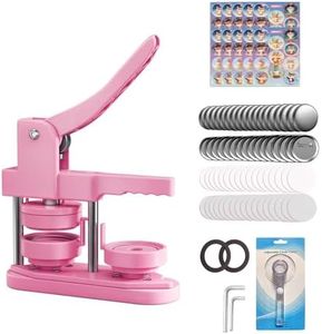FreeingBAG Button Maker Machine 58mm - (3 Gen) Installation-Free (2.25in) DIY Badge Button Maker Press Machine Badge Punch Press with 100pcs Button Parts Pictures (Pink, 2.25 inch / 58mm)