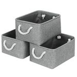 Patvingot Storage Baskets 14.1” x 10.2” x 7” for Shelves,Canvas Storage Boxes with Handles, Fabric Storage Bins for Organizing Home and Clothes, Office(Medium- 3 Pack, Grey)