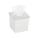 Ubbi Square Tissue Box Cover Holder, Cube Facial Tissue Dispenser for Bathroom Vanity Countertop, Bedroom or Office, White