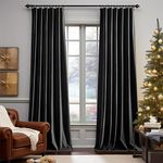 Lazzzy Blackout Velvet Curtains Black Thermal Insulated Curtains Soft Luxury Window Curtains for Bedroom Living Room Darkening Privacy Protect Energy Saving Home Decor 96 Inch Long 2 Panels