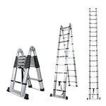 Corvids Portable and Compact 19 ft A Type Aluminium Telescopic Ladder with 18 Steps | 2-Year Warranty | for Household and Outdoor, EN131 Certified (19 ft (5.8 m) - A Type)