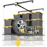 KOKORACKER Overhead Garage Storage Lift, Adjustable Heavy-duty 4x4 Ft Ceiling Storage Racks with Safety Lock, Ideal for Garage Storage Lifting Organization System, 250lbs Capacity