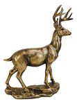 Ebros Gift Wildlife 10 Point Trophy Buck Stag Deer Statue in Gold Patina Finish 11.25" H Outdoor Hunter Whitetail Deers Decorative Figurine Cabin Lodge Rustic Sculpture of Stags Does