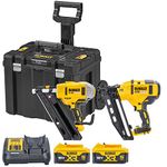 DeWalt DCK264P2T 18V XR Cordless Brushless Framing & Finishing Nailer Twin Pack with 2 x 5.0Ah Batteries, Charger & TSTAK Rolling Case