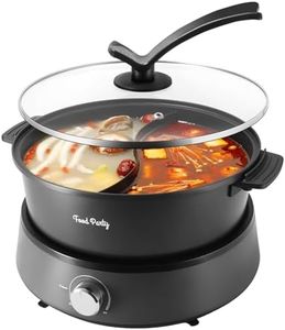 Food Party Hot Pot Electric Upgraded Separable Shabu Shabu Pot with Divider Hotpot Pot Electric Cooker Dual Sided 110V 1350W Non-Stick 5L Fondue Pot for 2-6 People