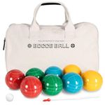 Play Platoon Bocce Ball Set Regulation Size Game Set - 107mm with 8 Hard Polyresin Premium Balls, Pallino, and Professional Carry Bag & Measuring Rope - Outdoor Games for Backyard, Lawn, Beach