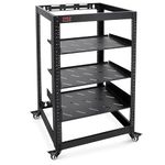 20U Server Rack Network Cabinet - Open Frame Rack, Wall Mountable Heavy Duty Designs for Servers & AV Gear | Compatible with 19" Equipment Standard (Black)