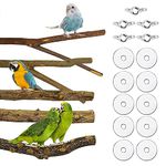 Gobesty Bird Perch Stand, Bird Cage Accessories, 5 PCS Bird Parrot Perches, Natural Wood Parrot Perch Bird Cage Branch for Parakeets Cockatiels Conures Macaws Finches Love Birds