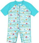 i Play. Baby Sunsuit, Light Aqua Sea Friends, 6 Months