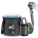 Portable Camping Outdoor Shower Kit with 20L Collapsible Bucket 10000mAH Rechargeable Electric Intelligent Digital Display Shower Pump for Outside Hiking Dog Bath Beach Traveling (Grey)