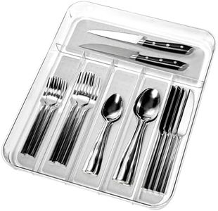 Madesmart 96008 Silverware Tray - Large | Light Grey | Clear Soft Grip Collection | 6-Compartment | Soft-Grip Lining | Non-Slip Feet | BPA-Free 15.69 x 13 x 1.88 in (39.85 x 33.02 x 4.76 cm)