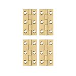 YOFASEN Copper Small Hinges Door Hinges - Brass Folding Butt Hinges Furniture Cabinet Butt Hinges with Hinge Fixing Screws, Gold, 2 Inch(50x27x1.2mm) - 4pcs