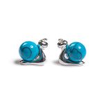 Sterling Silver Snail Earrings Turquoise, Insect Studs Silver, Cute Minimal Earrings Studs, Animal Turquoise Earrings Silver, Bridesmaid Gift, Graduation Gift for her