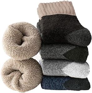 VoJoPi Wool Socks Men 5 Pairs, Thick and Warm Winter Thermal Socks Cozy Crew Boot Socks Knit Men Socks Gifts Socks in Cold Weather