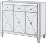 Southern Enterprises Mirage Cabinet, Mirrored with matte silver trim