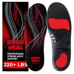 (220+lbs) Plantar Fasciitis High Arch Support Insoles Inserts Men Women - Orthotic Insoles High Arch for Arch Pain - Boot Work Shoe Insole - Heavy Duty Support Pain Relief (M, Black)