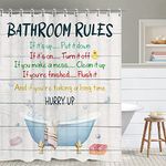 RosieLily Bathrules Shower Curtain, Bear Shower Curtains Set with 12 Hooks, Waterproof Shower Curtain, Decor Bear Shark Surfing Kids Shower