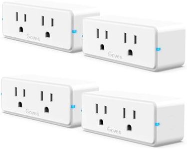 Govee Dual Smart Plug 4 Pack, 15A WiFi Bluetooth Outlet, Work with Alexa and Google Assistant, 2-in-1 Compact Design, Govee Home App Control Remotely with No Hub Required, Timer, FCC and ETL Certified