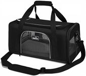 Wakytu TSA Approved Pet Carrier for Small Medium Cats and Dogs | Dog Carrier with Adequate Ventilation | 4 Mesh Windows, 3 Entrance, Locking Safety Zippers, Padded Shoulder Strap, Black