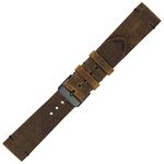 time+ 20mm 2 Piece Distressed Vintage Leather Watch Strap Rust Brown Black Stitching Black PVD Buckle