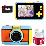 Kids Digital Camera, 24MP Digital Camera for Kids, HD Video Camera Dual Lens Selfie Camera, 2.4 inch LCD Screen, 32GB SD Included