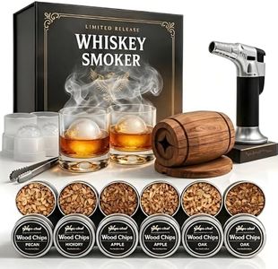 Yodel Whiskey Smoker Kit with Torch, 6 Wood Chips, 2 Glasses & Ice Molds