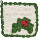 Mud Pie Icon Crochet Pot Holder, Holly, 8" x 8"