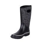 WTW Women's Neoprene Natural Rubber Rain Boots Snow Boots Winter Warm Waterproof Insulated Barn Rain Boots for Ladies (White Dot, numeric_11)