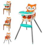 Infantino Grow with Me 4-in-1 Convertible High Chair for Baby/Toddler/Kids 6 to 36 Months, Fox,Multi